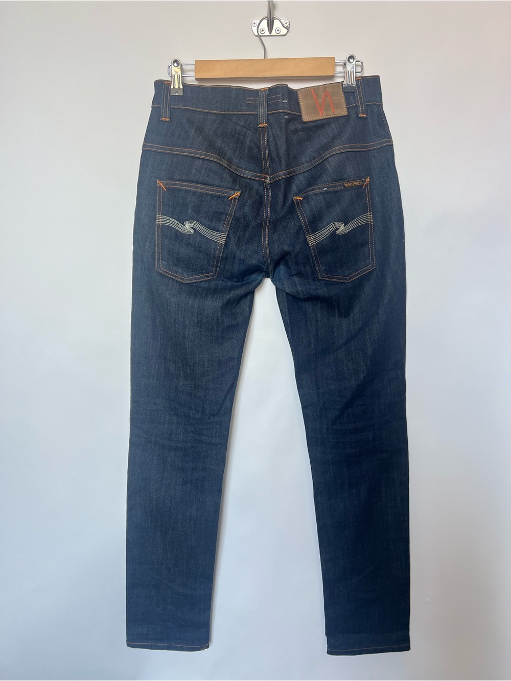 Nudie Jeans Thin Finn 30x30 Organic Dry Denim Jeans Made in Italy Dark Wash